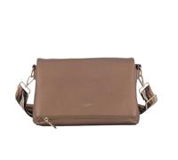 FLORA CO PARIS - Sac Double Bandoulières Femme Rabat Magnétique Multipoches - Besace Ville Travail Similicuir Grainé Grande Capacité - Élégant Mode - Marron Metal