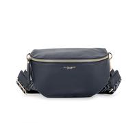 Flora & Co - Petit Sac Banane Femme Similicuir Grainé - Large Bandoulière Brodée - Porte Epaule Croisé Ou Devant Poitrine Ultra Léger - Chic Mode - Bleu