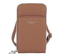 flora & co - Petit Sac Bandoulière Téléphone Portable 6.7 Pouces - Sacoche Multipoches Zippé Similicuir Souple - Compatible Iphone 15 16 Pro - Style Fonctionnel - Camel