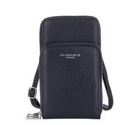 flora & co - Petit Sac Bandoulière Téléphone Portable 6.7 Pouces - Sacoche Multipoches Zippé Similicuir Souple - Compatible Iphone 15 16 Pro - Style Fonctionnel - Bleu