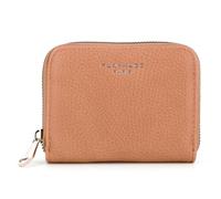 flora & co - Portefeuille Femme Petit Format Souple Léger - Porte-Monnaie Carte Classique Tout-en-Un Carré - Similicuir Grainé Zippé - Chic Tendance (Camel)