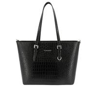flora & co Sac à Main Femme Avec Bandoulière Porté Epaule Croisé - Grande Cabas Fourre-tout Cours Format A4 - Sac de Ville Shopping - Taille XL Similicuir Croco Brillant - Chic Tendence - Noir