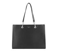 flora & co Sac A Main Femme Chaîne Similicuir Grainé Lisse - Sac Cabas Rigide Documents A4 - Sac Cours Lycée Business Porté Epaule - Classique Elégant - Noir