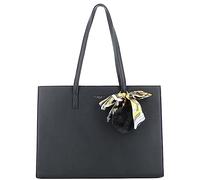 flora & co Sac A Main Femme PU Cuir Grainé - Cabas Souple Documents A4 - Sac Cours Lycée Business - Shopper Porté épaule Fourre-tout Pompon - Classique Elégant - Noir Pompon