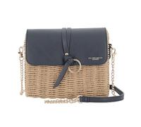 flora & co Sac Bandoulière Chaîne Femme en Paille - Besace De Plage Été Rotin Tressé - Bohème Tendance - Bleu