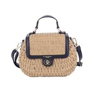 flora & co Sac Bandoulière Femme en Paille Tressé - Besace d’Été à Rabat - Sac De Plage Vacance Estival - Chic Tendance - Bleu