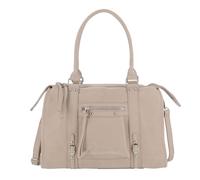 flora & co Sac Bowling Femme Similicuir Daim - Grand Sac de Cours Travail Format A4 - Cabas Shopper Porté Main Épaule Bandoulière - Chic Tendance - Beige