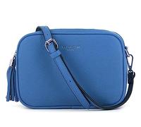 flora & co Sac Caméra Bandoulière Femme Double Zip Frange - Sacoche Porté Epaule Croisé Forme Rectangle - Besace Ville Fourre-Tout Similicuir Grainé - Tendance Mode - Bleu Jean
