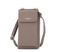 flora & co Sac Téléphone Portable Femmes Similicuir Grainé Portefeuille Porte Carte avec Bandoulière Ajustable - TAUPE FONCE