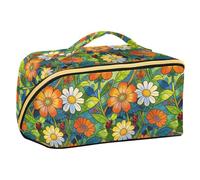 Flora Coccinelles Colorées Marguerites Sacs Cosmétiques avec Séparateurs Sacs Cosmétiques Élégant avec Fermeture Éclair Vertical Autonome