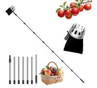 FLORA GUARD Cueilleur de Fruits 2,9 m - Sac récolte Ø 13 cm avec Lame INOX, 7 pièces - cueillette Rapide de Cerises & Pommes sans échelle