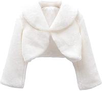 Flora Veste boléro/manteau fausse fourrure pour fille, à manches longues, ivoire - Beige - Medium