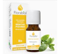FLORABIOL | Huile Essentielle de Menthe Poivrée Bio | Régulatrice Digestive et Protectrice | Tonique et Stimulante Cérébrale | Chémotypée | 100% Pure Et Naturelle | Fabrication Française | 10 ml