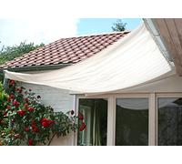 Floracord Voile d'ombrage Universel et kit de Montage - 330 x 140 cm - avec 26 Crochets - Prêt à Monter - Ivoire