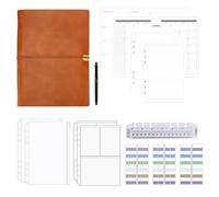 FLORAE Agenda Rechargeable Classeur a5 - PU Cuir Carnet De Notes, Avec Plan Hebdomadaires Plan Mensuel, Anneaux Rechargeabl Porte vue, Ecarnet de Voyage, Pour Le Travail et Organisateur (Orange)