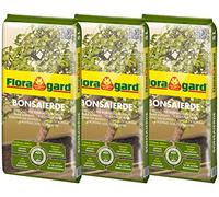 Floragard Terreau pour Bonsai - Terreau Spécial pour Bonsaïs Exigeants, avec Granulés d'argile, Vital-Ton et Engrais Naturel Guano - 3x5L