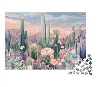 Floraison Cactus désert 1000 PC 3 Couches Carton Art botanique Fantaisie Puzzle, Défi Ultra Difficile Adultes, Décompression, Décor Mural & Cadeau Amateurs 70x50cm/1000pcs