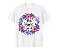 Floral 100 Year Old 100t Birthday Women Funny 100 Year Loved T-Shirt