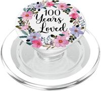 Floral 100 Year Old 100th Birthday Men Women 100 Years Loved PopSockets PopGrip pour MagSafe