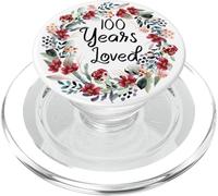 Floral 100 Years Loved 100th Birthday 100 Year Old Men Women PopSockets PopGrip pour MagSafe