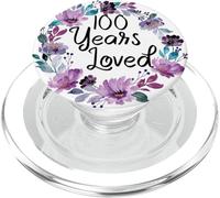 Floral 100 Years Old 100th Birthday Women's 100 Years Loved PopSockets PopGrip pour MagSafe