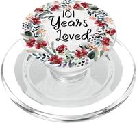 Floral 101 Year Old 101th Birthday Men Women 101 Years Loved PopSockets PopGrip pour MagSafe