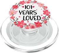 Floral 101 Years Loved Women 101 Years Old Cool 101th B-Day PopSockets PopGrip pour MagSafe