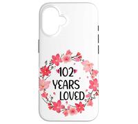 Floral 102 Years Loved Women 102 Years Old Cool 101th B-Day Coque pour iPhone 16