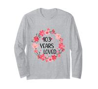 Floral 103 Years Loved Women 103 Years Old Cool 103th B-Day Manche Longue