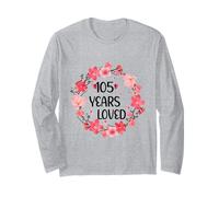 Floral 105 Years Loved Women 105 Years Old Cool 105th B-Day Manche Longue