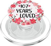 Floral 107 Years Loved Women 107 Years Old Cool 107th B-Day PopSockets PopGrip pour MagSafe