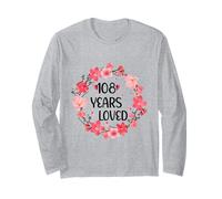 Floral 108 Years Loved Women 108 Years Old Cool 108th B-Day Manche Longue