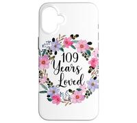 Floral 109 Year Old 109th Birthday Men Women 109 Years Loved Coque pour iPhone 16 Plus