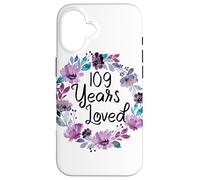 Floral 109 Years Old 109th Birthday Women's 109 Years Loved Coque pour iPhone 16