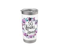 Floral 50 Years Old 50th Birthday Women's 50 Years Loved Gobelet isotherme en acier inoxydable double paroi