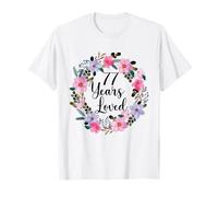 Floral 77 Year Old 77th Birthday Men Women 77 Years Loved T-Shirt