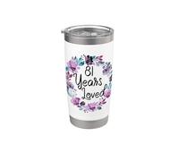 Floral 81 Years Old 81th Birthday Women's 81 Years Loved Gobelet isotherme en acier inoxydable double paroi