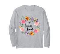 Floral 90 Year Old 90th Birthday Men Women 90 Years Loved Manche Longue