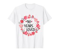 Floral 98 Years Loved Women 98 Years Old Cool 98th Birthday T-Shirt