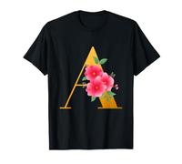 Floral A Alphabet Cute Initial Monogram Letter A Graphic T-Shirt