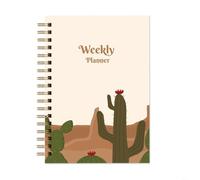 Floral A5 - Planificateur hebdomadaire compact de 52 semaines pour planification quotidienne, suivi des objectifs et gestion du temps, idéal pour les étudiants et organisateur professionnel (cactus B)