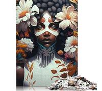 Floral African Girl Afro Puzzle 1000 Pièces Educa Jouet en Bois Jeu D'Intelligence Décoration Intérieure Jeu Éducatif Challenge Toy Adultes & Enfants des 14 Ans 1000pcs (38x26cm)