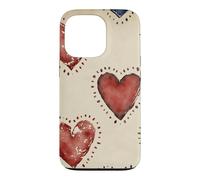 Floral Aquarelle Rouge Vert Bleu Cœurs Vintage Girly Boho Coque pour iPhone 13 Pro