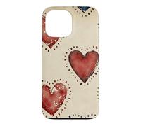 Floral Aquarelle Rouge Vert Bleu Cœurs Vintage Girly Boho Coque pour iPhone 13 Pro Max
