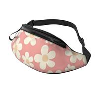 Floral Artwork Sac banane unisexe vintage Groovy Fleurs roses Taille réglable Sac banane imprimé marguerite Sac à bandoulière pour touristes - Sac léger et résistant au vol pour les visites