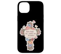 Floral avec Dieu, Tout est Possible Matthieu 19:26 Bible Coque pour iPhone 14 Plus