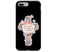 Floral avec Dieu, Tout est Possible Matthieu 19:26 Bible Coque pour iPhone 7 Plus/8 Plus