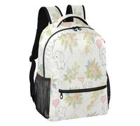 Floral Baby Elephants Sac à dos décontracté avec doublure douce S, Bébés éléphants floraux, Small, Sac à dos | Sangles d'épaule tissées réglables pour soulager la pression, pour le w nd, le shopping, les élèves du primaire