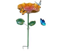 Floral Bird Bath - Standing Feeding Bowl, Water Fountain with Colorful Petal Design, Attraction Fixture, Avian Drinking Hub, Decorative Nature Accessory for Habitat Support at Home Indoor Outdoor