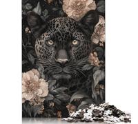 Floral Black Leopard Puzzle 1000 Pièces Educa Jouet en Bois Divertissement Créatif De l'art De La Décoration Jeu Éducatif Challenge Toy Adultes Et Enfants À Partir De 14 Ans 1000pcs (75x50cm)